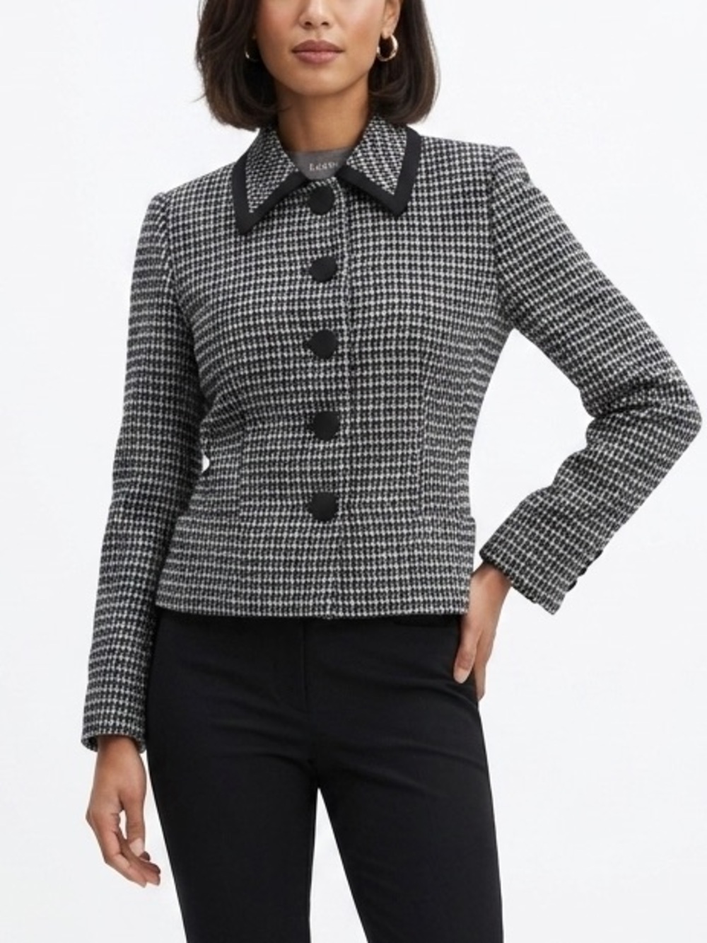 Vtg Wool Silk Blend Kasper ASL Fitted Cropped Blazer Jacket Mob Wife Sz 6